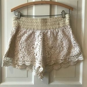 Topshop Cream Crochet Shorts